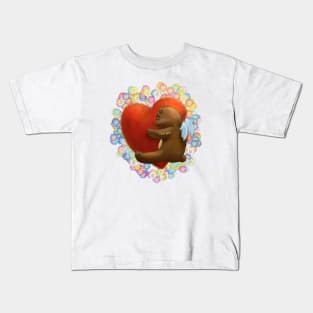 Heart hugging bear, i love you. Kids T-Shirt